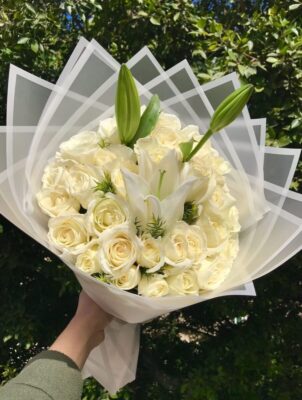 Pure Elegance White Roses & Lilies