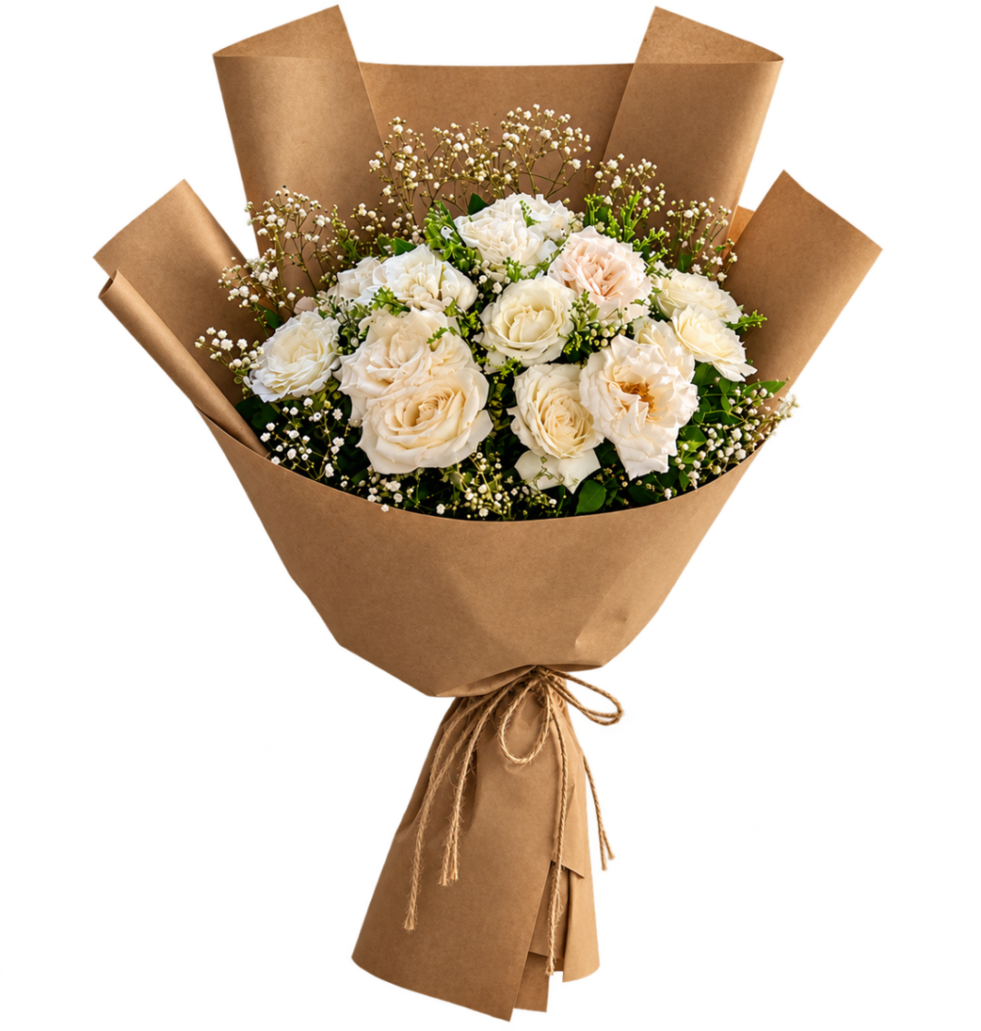Elegant Ivory Rose Bouquet
