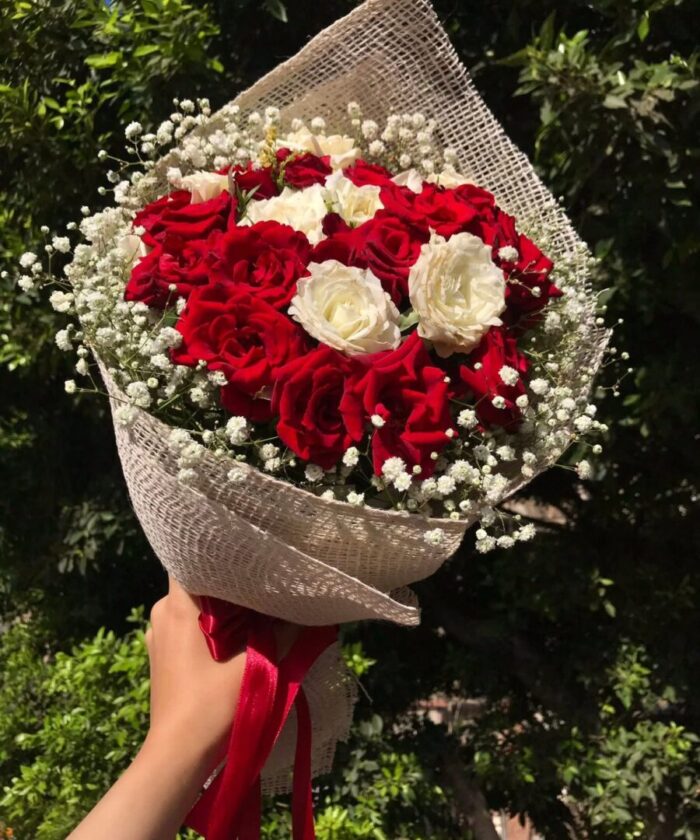 Classic Romance Red & White Roses