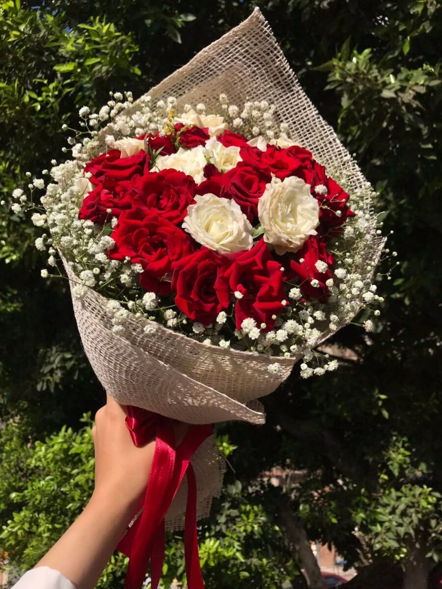 Classic Romance Red & White Roses