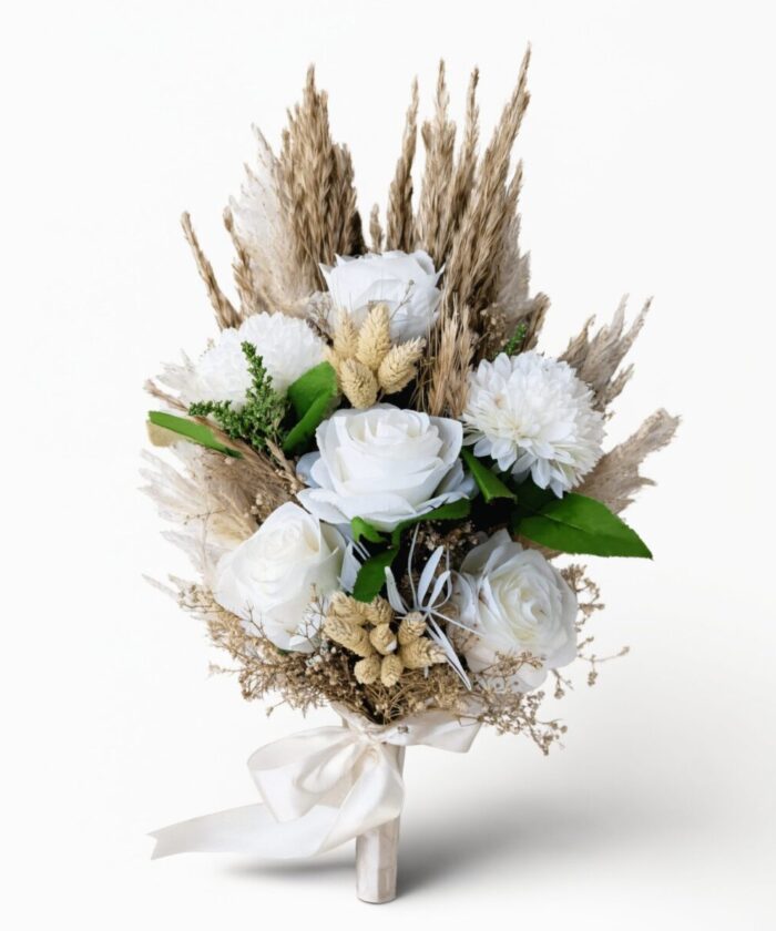 White Roses, Carnations & Baby’s Breath Artificial Bouquet