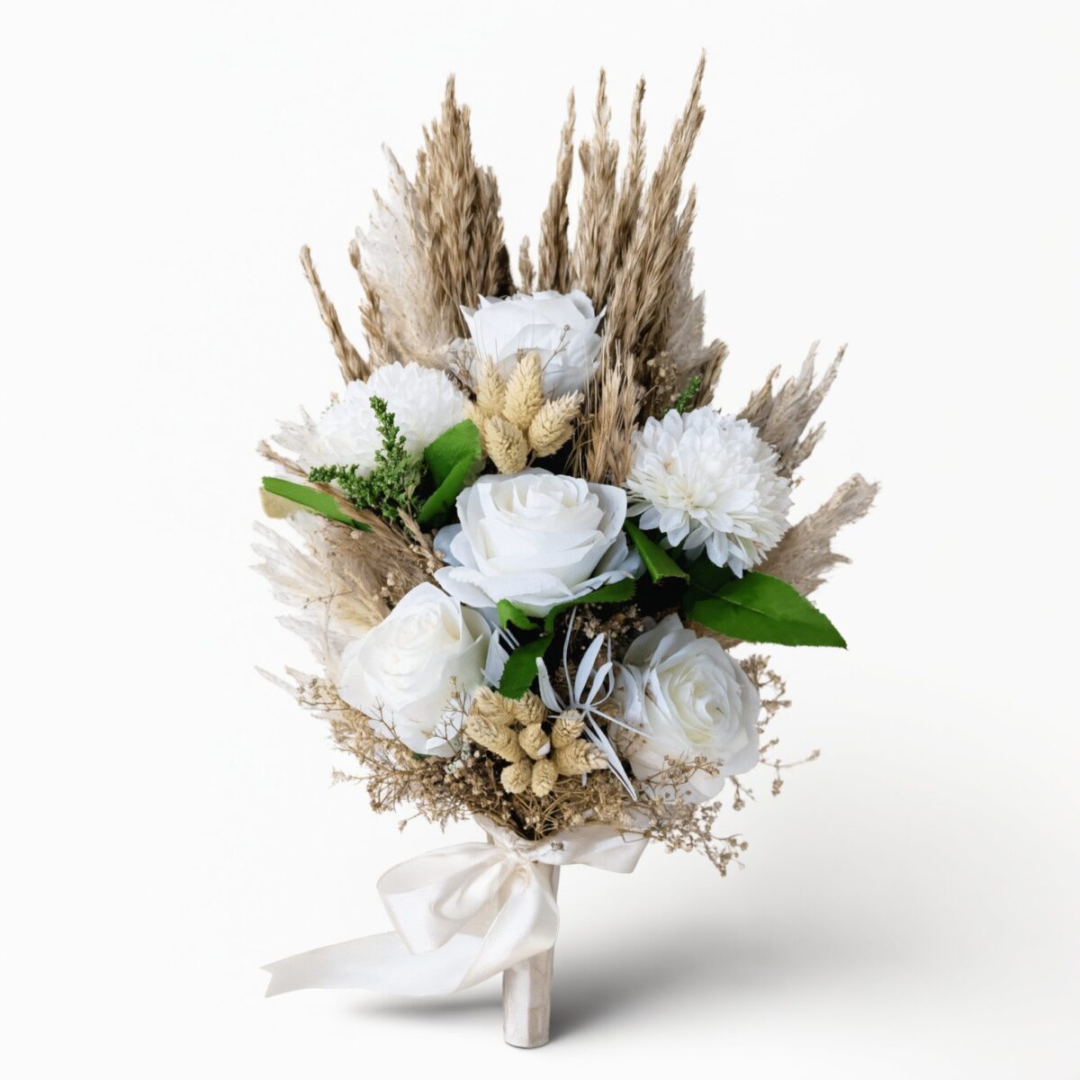 White Roses, Carnations & Baby’s Breath Artificial Bouquet