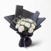 Elegant White Rose Noir Bouquet