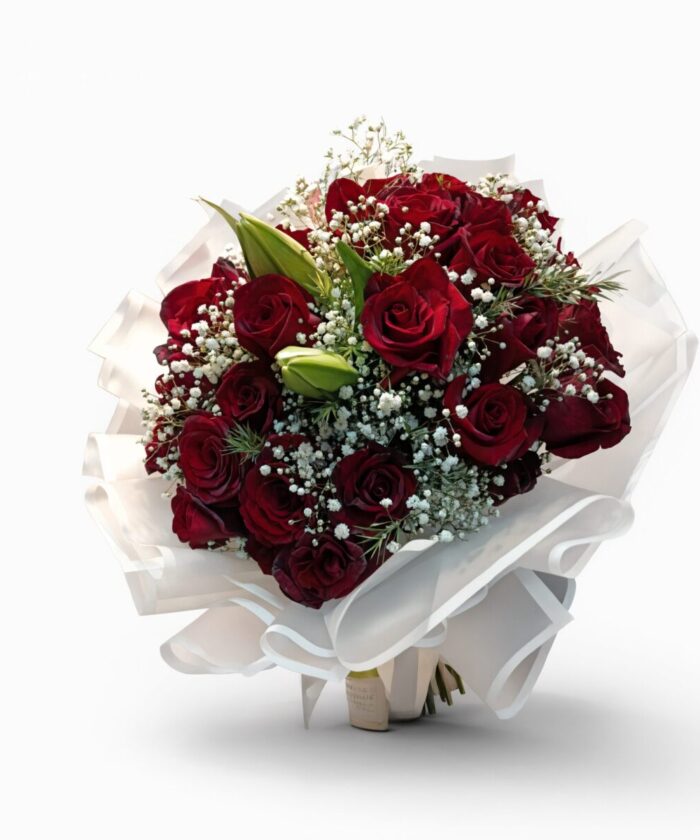Passionate Red Roses & Lily Bouquet